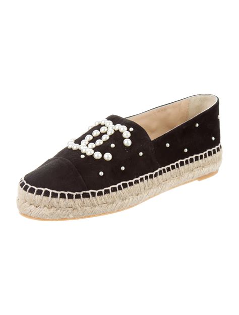 chanel flat shoes with pearls|chanel espadrilles shoes for women.